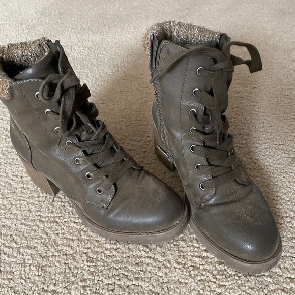 Lace-Up Ankle Boots with Chunky Heel - Picture 1 of 6